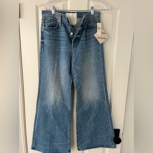 MOTHER SUPERIOR The Tomcat Roller High-Rise Wide-Leg Jeans, Size 28